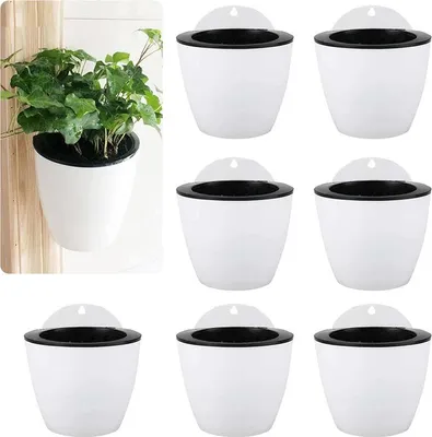 Obrázek produktu pro 7 kusů automatických závěsných květináčů s automatickým zavlažováním, 13 cm, bílé plastové květináče pro vnitřní použití