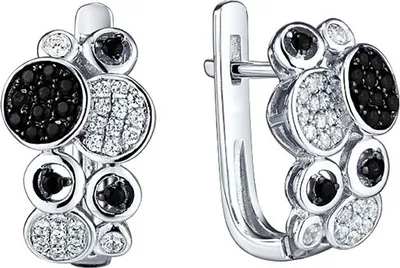 Produktbild von Ohrringe aus 925 Silber mit Zirkonia und schwarzen Spinellen, Silber Ohrringe