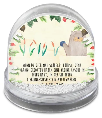 Produktbild von Mr. & Mrs. Panda Weihnachts Schneekugel Otter Stein - Naturpapier - Geschenk, Pflanzen, Weihnachten, dekoartikel, Witzige Fakten, Fun Facts, wasserkugel, schnee kugel