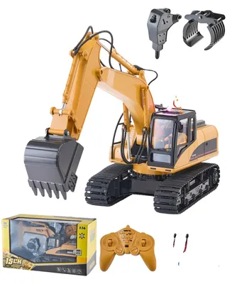 Produktbild von VEVOR Fernbedienung Bagger Spielzeug, 11 Kanäle, 1:20 Maßstab Fernbedienung Bagger Spielzeug, RC Bagger mit Lichtern & Geräuschen, voll funktionsfähige Baumaschinen für Kinder, 2 Batterien, Geburtstagsgeschenk, 15 Kanäle