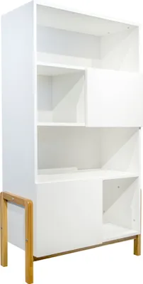 Produktbild von Bücherregal mit 2 Türen, Weiß und Holzoptik, 160cm
