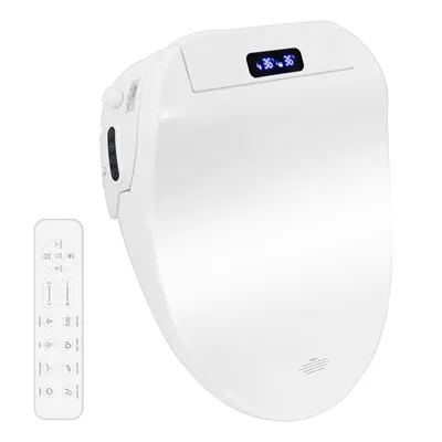 Produktbild von Puluomis Toilettensitz mit Fernbedienung, Warmluft, Heizsitz, Selbstreinigende Bidet-Funktion, 3-Temperaturstufen, LCD Display, Dämpfungsdesign kurz
