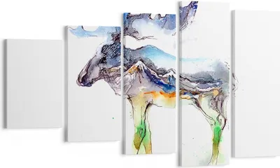 Produktbild von Bild auf Leinwand - Leinwandbild - Moose Berge Winter illustration - 100x60cm - Wand Bild - Wanddeko - Leinwanddruck - Bilder - Kunstdruck - Leinwand bilder - Wandkunst - EG100x60-3041