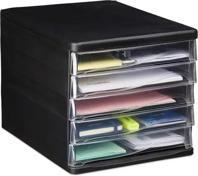 Produktbild von Famanu Ladenbox mit 5 Fächern für Büroartikel und Dokumente - Schwarz