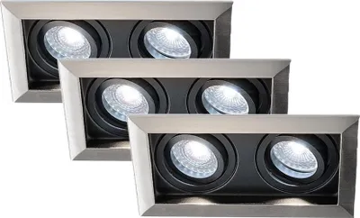 Image de HOFTRONIC - Spot LED encastrable double 8W 690lm 6500K Noir incliné IP20