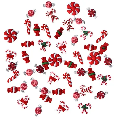 Candy Cane Knöpfe, Rot, 50 Stück, 3/8" bis 1"