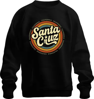 Obrázek produktu pro Santa Cruz California Retro Vintage Surf Beach Waves Letní Uni mikina, černá, L