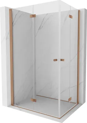 Produktbild von Mexen Mist-F Duo Faltduschkabine 90 x 70 cm, transparent, gebürstetes Kupfer - 8A6-090L-070P-65-00