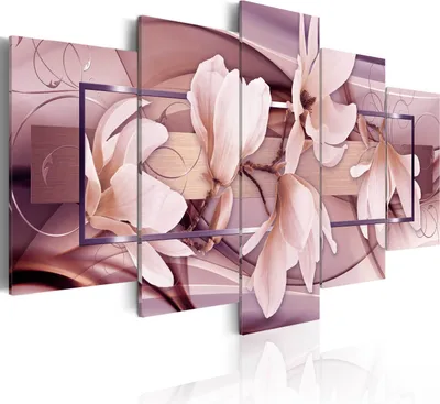Produktbild von Leinwandbilder 200x100 cm b-C-0004-b-p Vlies Leinwandbild 5 tlg Kunstdruck modern Wandbilder XXL Wanddekoration Design Wand Bild ABSTRAKT BLUMEN MAGNOLIEN