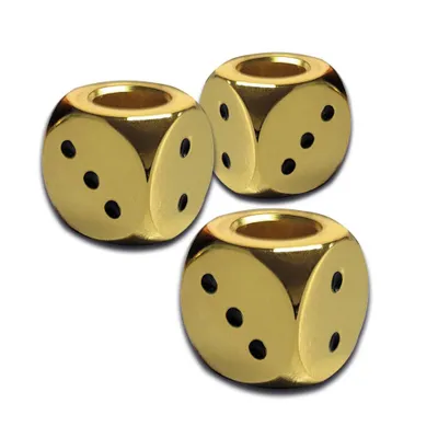 Produktbild von 3 x Gluttöter | Dice Design | Offen | Material: Metall | Würfel Glutkiller Glutlöscher für Aschenbecher | Goldfarben (3er Set)