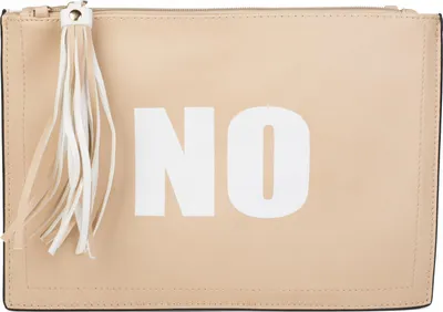 Produktbild von styleBREAKER Clutch mit YES und NO Print, Quasten Anhänger am Reißverschluss, Armschlaufe und Umhängegurt, Damen 02012078
