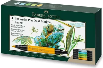 Obrázek produktu pro Popisovač Faber-Castell Pitt Artist Pen Dual Marker Animal sada 5 ks