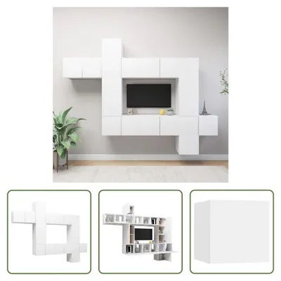 Produktbild von The Living Store 10-tlg. TV-Schrank-Set Weiß Holzwerkstoff