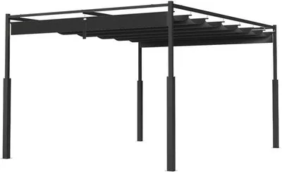 Immagine prodotto di Tettoia da giardino in acciaio con tetto scorrevole, impermeabile, 3x4 m, grigia, con protezione UV