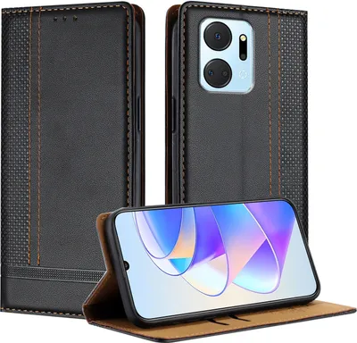 Produktbild von Handyhülle für Honor X7A Leder Flip Klappbare Schutzhülle mit Standfunktion Schwarz