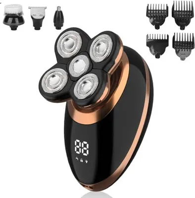 Produktbild von Herrenkahlen Rasiermesser, 5d schnurloser wiederaufladbarer Schädelkopf -Rasierer, LED -Display, nasse/trockener Elektrorasionshaarschneider, Nasenküs