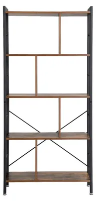 Image de Étagère de rangement avec 4 étagères, style industriel, couleur marron et noir vintage, dimensions : 74 x 30 x 154,5 cm