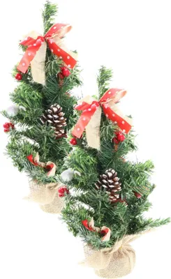 Produktbild von 2er Set Künstlicher Weihnachtsbaum 40cm geschmückter Deko Tannenbaum