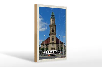 Produktbild von Holzschild Städte Erlangen Hugenotten Kirche 20x30cm