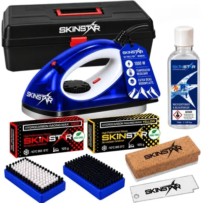 Productafbeelding van SkinStar Skiwax Set: Waxkoffer, strijkijzer, borstels, PFAS-vrij, paraffine wax