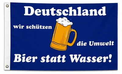 Produktbild von Flagge Bier statt Wasser 90 x 150cm, Stoffgewicht ca. 100 g/m² -Fahne- Hissfahne- Hissflagge - Sturmflagge -zum hissen - keine billige Chinaqualität!