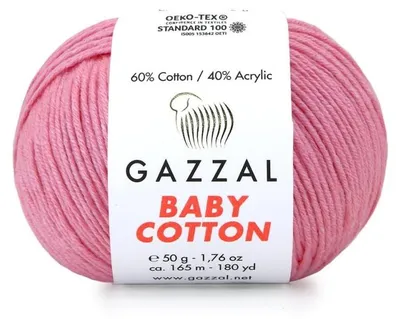 Produktbild von Gazzal Baby Baumwolle 3468 Strickwolle Baumwoll-Acryl-Garn 50 g 165 m Rosa