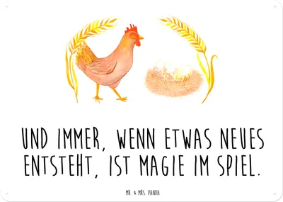 Produktbild von Mr. & Mrs. Panda Schild Huhn Stolz DIN A3 - Weiß - Geschenk, tafel, Blechtafel, Spruch, Hahn, Bauernhof, Schwangerschaft, Eier, Hof, Wandbild, Retro Blechschild