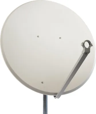 A satellite dish is shown against a white background.