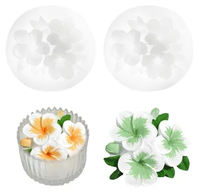 Productafbeelding van 2 siliconen mallen voor het maken van kaarsen, bloemen, 3D-figuren, gietvormen, en voor het zelf maken van kaarsen en zeep