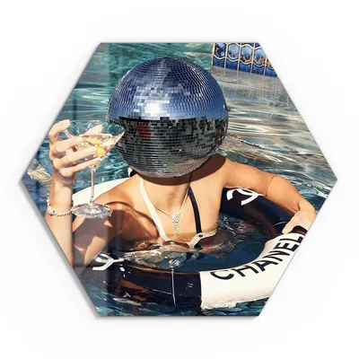 Produktbild von DEQORI Glasbild Echtglas 55x48 cm 'Sommerlicher Poolglanz' Wandbild Bild modern Deko