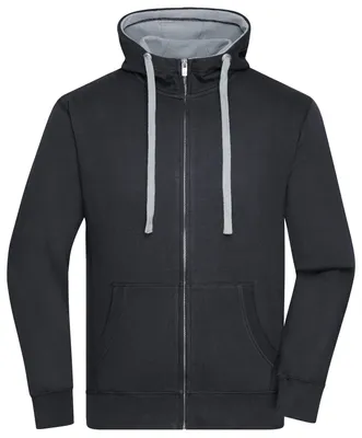 Produktbild von Sweat-Jacke mit Reißverschluss und Kapuze black/grey-heather, Gr. M