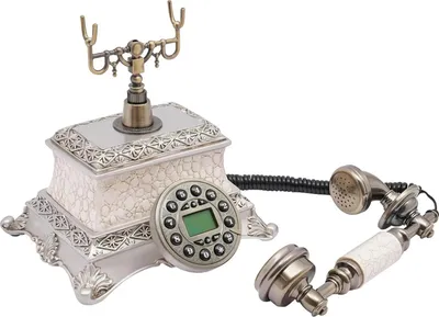 Produktbild von Retro Vintage Telefon - Tischtelefon mit Wählscheibe - Dekorativ - Metall - Nostalgisches Design - Weiß