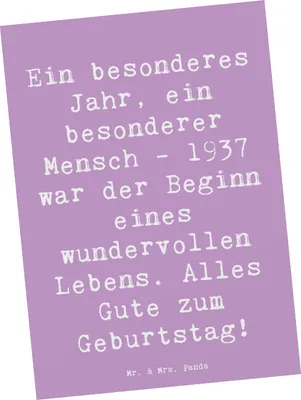 Produktbild von Mr. & Mrs. Panda Postkarte Spruch 1937 Geburtstag - Lavendeltraum - Geschenk, Happy Birthday, besonderer Mensch, Ansichtskarten, bildkarte, Ansichtskarte, Grußkarte