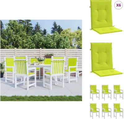 Image de vidaXL Coussin pour chaise de jardin à bas dossier 6pcs. Vert clair 100x50x3cm - Coussins d'assise