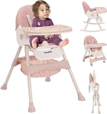 Obrázok produktu pre Detajská jedálenská stolička - Detská stolička - Bezpečné kŕmenie - Multifunkčná, 3 v 1 - 60 x 80 x 99 cm - Ružová
