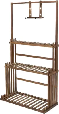 Image de Velano Porte-plantes en bois - 3 niveaux - Étagère pour fleurs - Étagère pour plantes bonsaï - Pour l'intérieur et l'extérieur