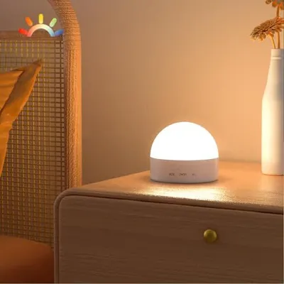 Obrázok produktu pre Kintion nočné svetlo pre deti, LED USB dobíjateľná batéria, 8 režimov s RGB svetlami Stmievateľná nočná lampa, červené svetlo pre deti do spálne, biela 1 kus