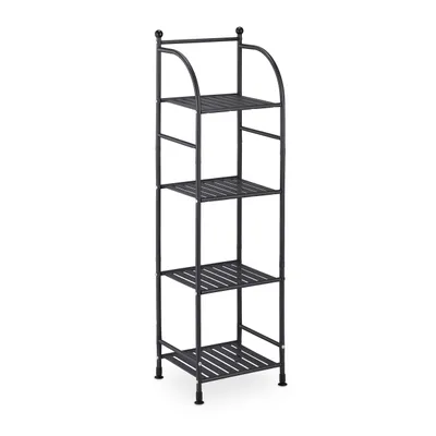Image de Étagère sur pied Relaxdays, acier, H x l x P : 115 x 33 x 28 cm, étagère pour cuisine et salle de bains, 4 tablettes grillagées, étagère métallique sur pied, noire