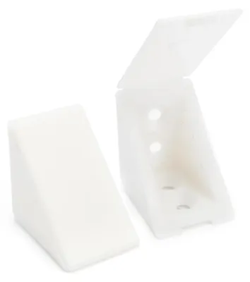 Produktbild von 40x sossai BT1 4-Loch Korpusverbinder in Weiß 45mm mit Abdeckklappe Möbelverbinder Eckverbinder