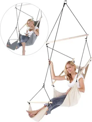 Produktbild von Famanu Hängesessel mit Fußstütze - Beige Hängesessel Cocoon