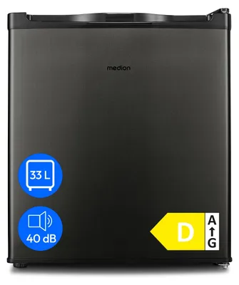 Produktbild von MEDION Mini Gefrierschrank (33 Liter Nutzinhalt, 51cm hoch, höhenverstellbare Füße, Griffmulde, manuelle Temperatureinstellung, Stern-Einstufung 4 Sterne, MD37675) grau