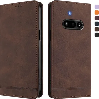 Produktbild von Hülle für Nothing Phone 3A, Retro Kunstleder Ständer Klapphülle mit Kartenfächer und Magnetische Braun