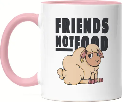 Produktbild von Friends Not Food Tasse Rosa Vegan Vegetarier Geschenkidee Plant-Based Tierwohl Süßes Schaf