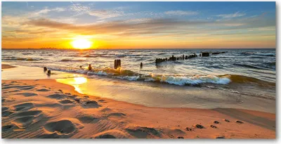 Produktbild von Tulup® Glas-Bild - 100x50 -Wandkunst - Wandbild hinter gehärtetem Sicherheitsglas  - Landschaften - Sonnenuntergang - Gelb