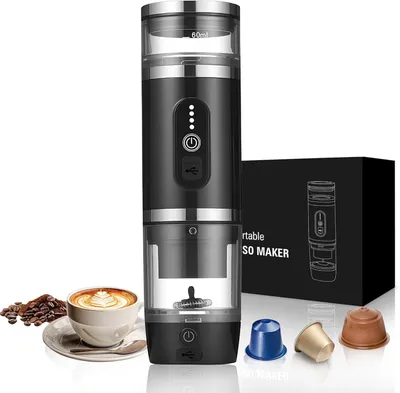 Produktbild von Tragbare Kaffeemaschine mit Milchaufschäumer 3-in-1, 20 Bar Espressomaschine, 93°C Selbsterhitzend, 7500mAh Akku, Ideal für Camping, Auto & Reisen