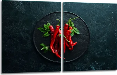 Produktbild von Herdabdeckplatten 2x40x52 Glaskeramikkochfeld 2-Teilig Glas Spritzschutz Chili