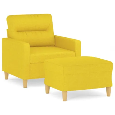 Obrázok produktu pre vidaXL Kreslo s taburetom Svetložltá 60 cm Látka