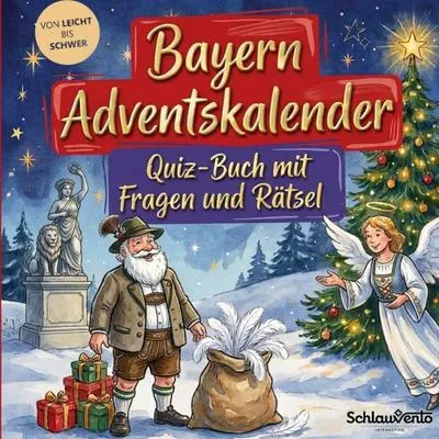 Produktbild von Bayern-Adventskalender: Quiz-Buch mit Fragen und Rätsel