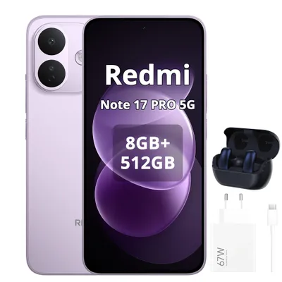 Productafbeelding van Xiaomi Redmi Note 17 Pro 5G smartphone, 8340mAh, 8/512GB, zwart (inclusief 67W oplader en Bluetooth-koptelefoon), AI-gegenereerde afbeelding