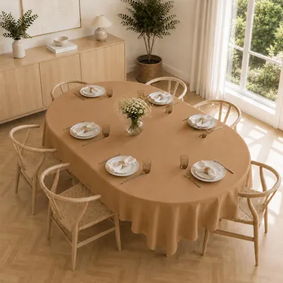 Immagine prodotto di Tovaglia ovale 160 x 220 cm per tavolo da cucina e da pranzo in marrone chiaro